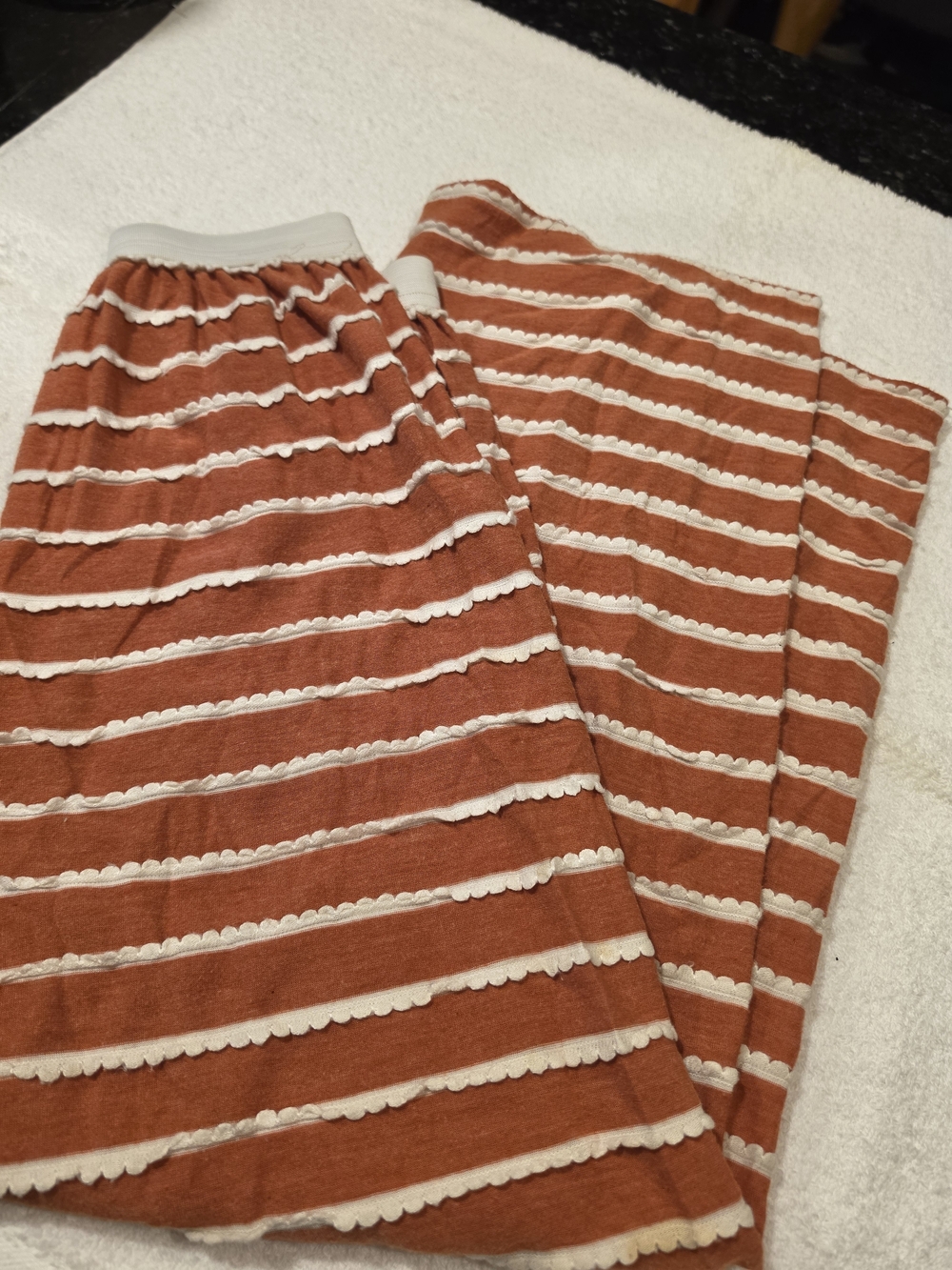 Rust and White Striped Maxi Skirt